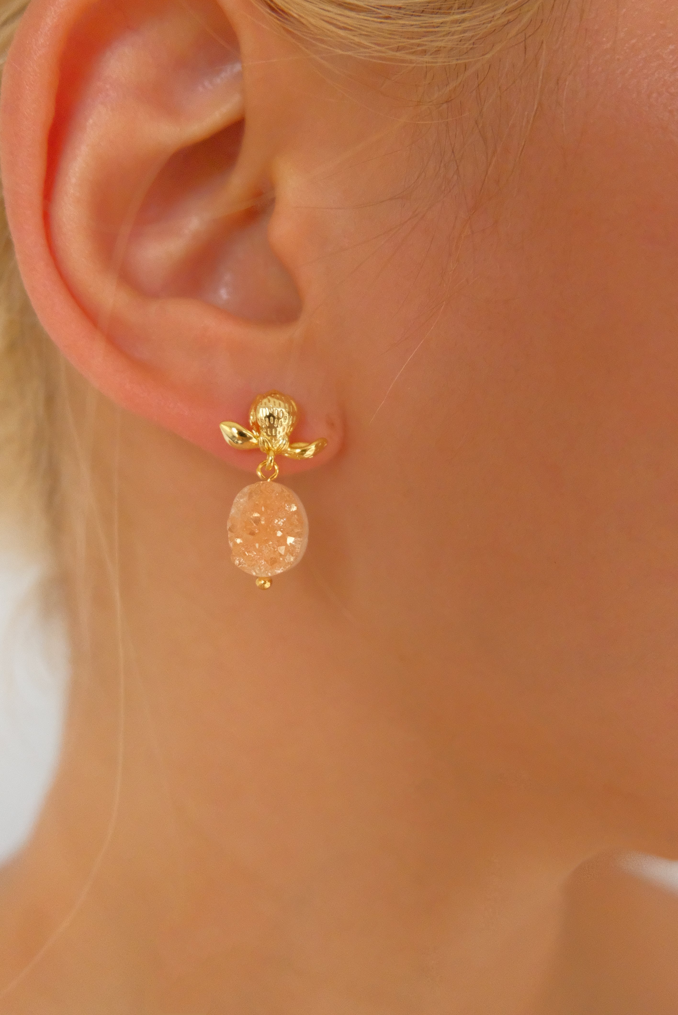 Natural Crystal Bud Earrings