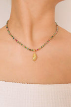 Indian Ruby & Emerald Natural Stone Clavicle Chain