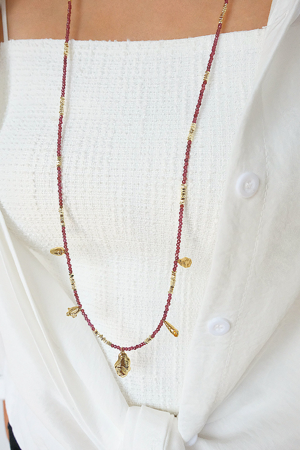 Nile Garden Collection Natural Stone Necklace (Long Chain)