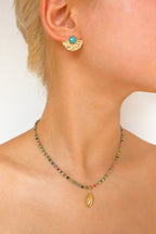 Indian Ruby & Emerald Natural Stone Clavicle Chain