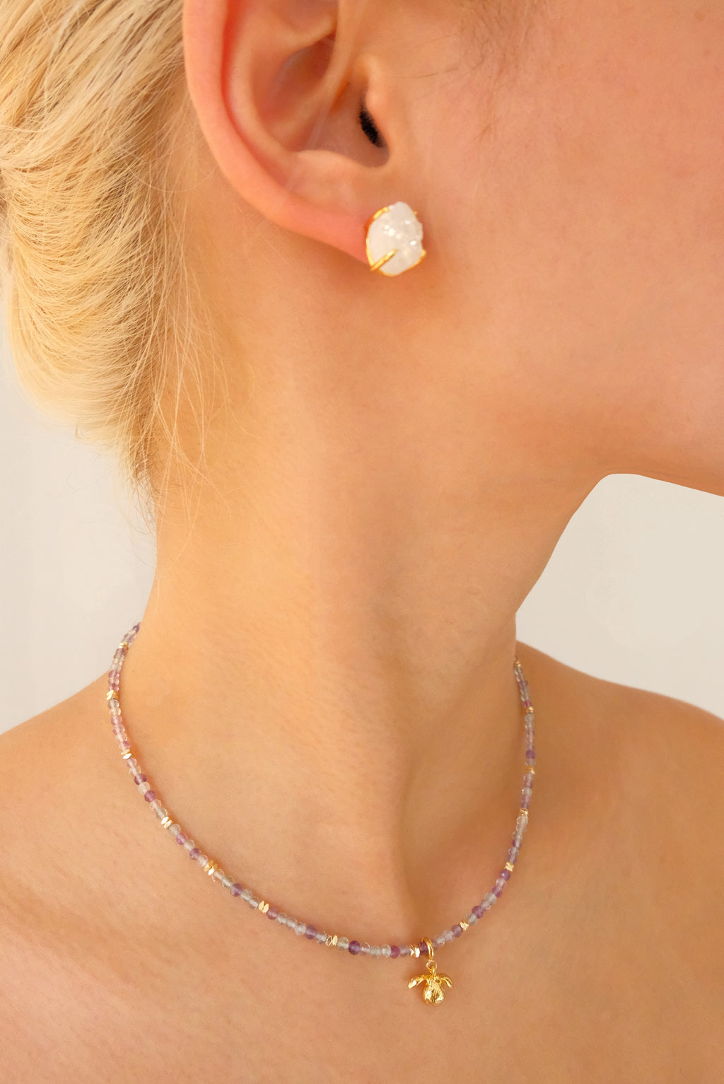 Citrine Crystal Tooth Stud Earrings.