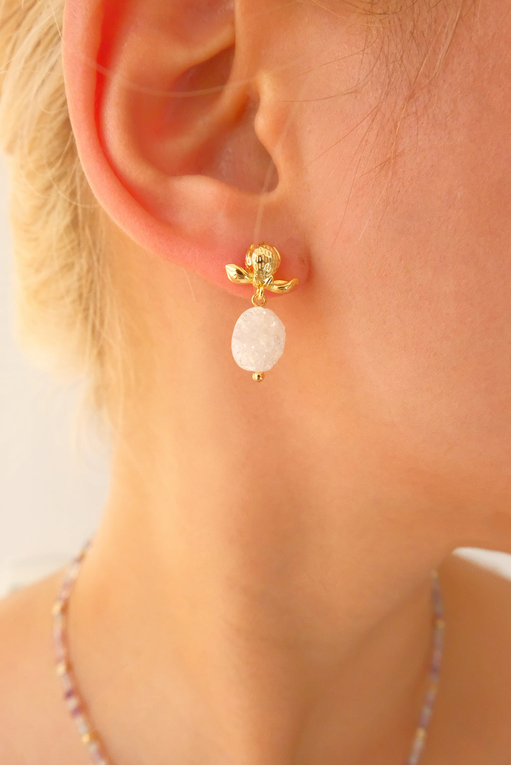 Natural Crystal Bud Earrings