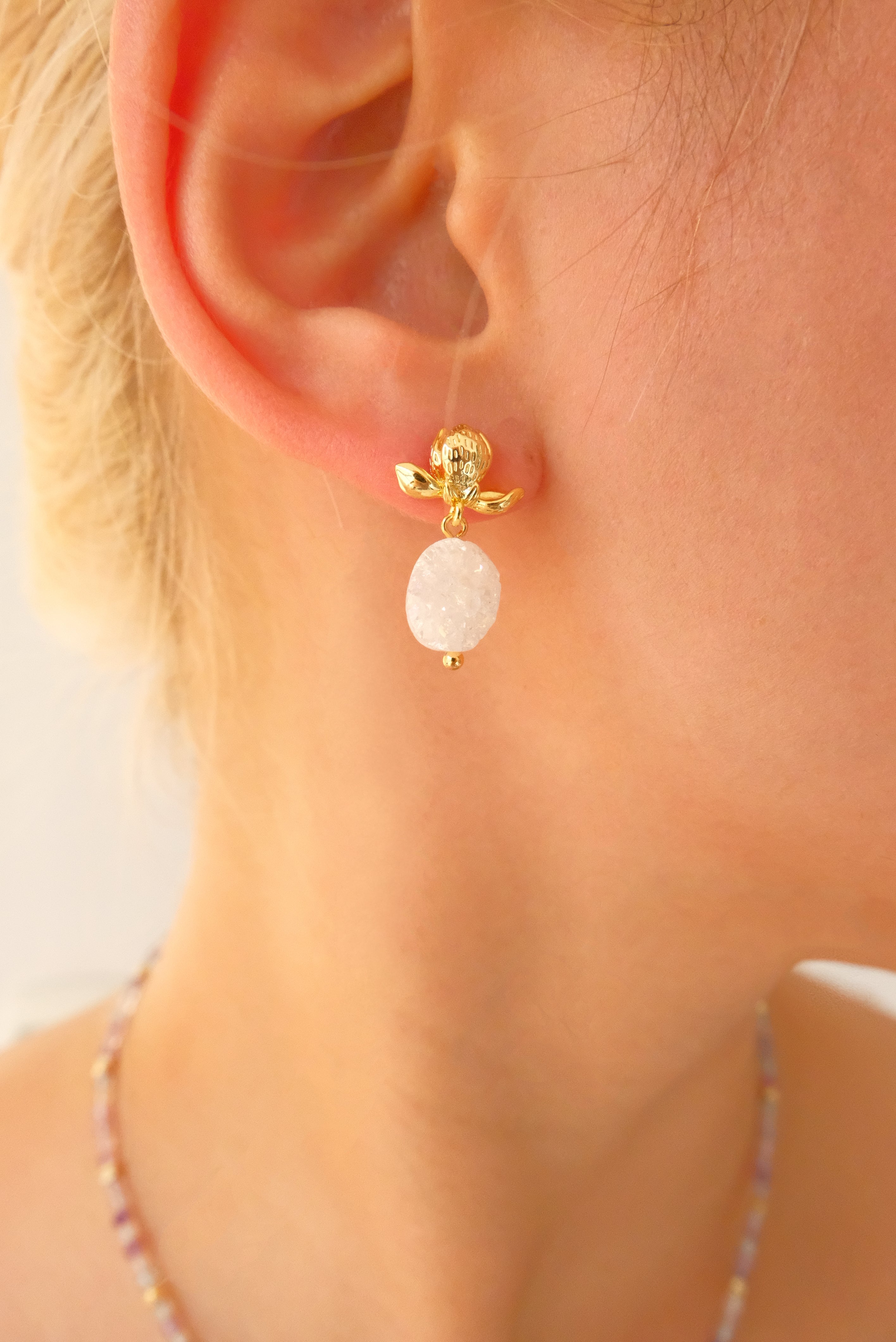 Natural Crystal Bud Earrings