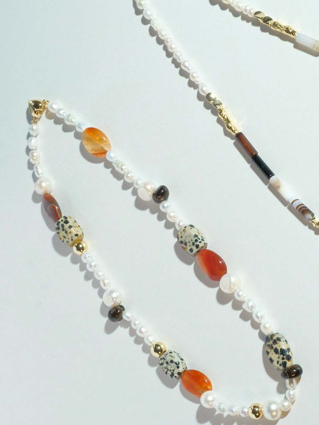 Red Agate Tea Crystal Baroque Pearl Collar Chain/Necklace