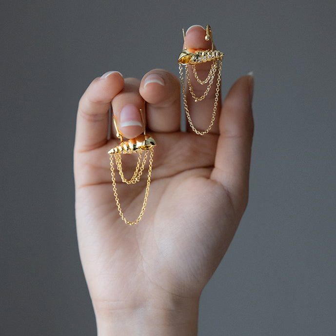 Elven Conch Tassel Earrings