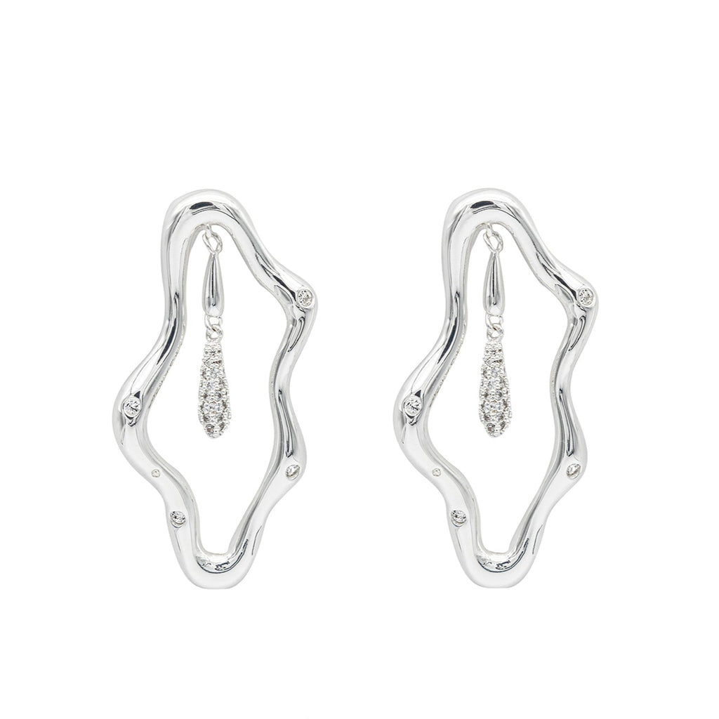 Zircon-encrusted sea wave wind chime earrings