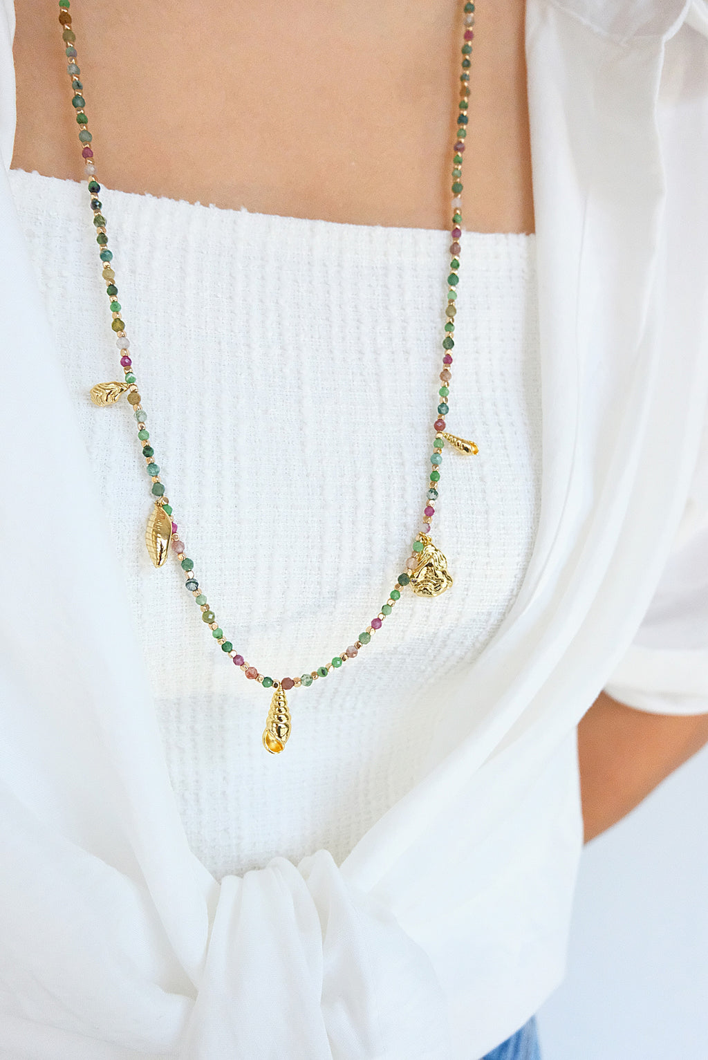 Indian agate long necklace / sweater chain