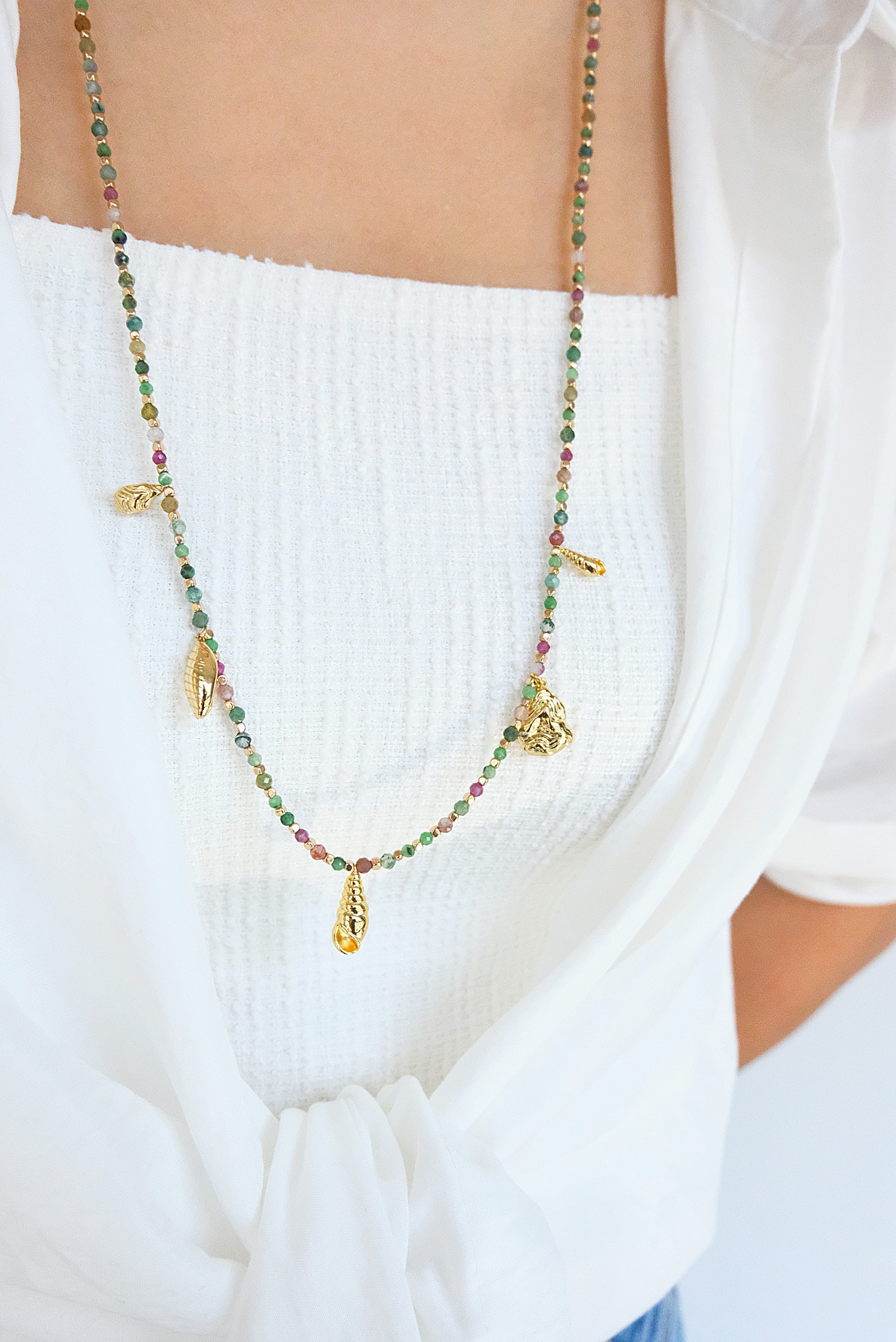 Indian agate long necklace / sweater chain