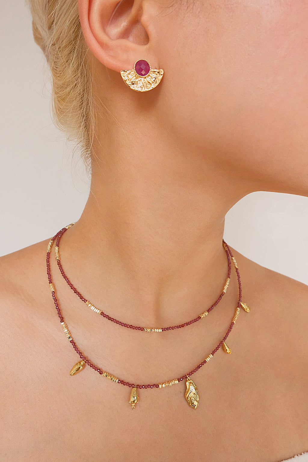 Nile Garden Collection Natural Stone Necklace (Long Chain)