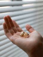 Baroque pearl rock small square stud earrings