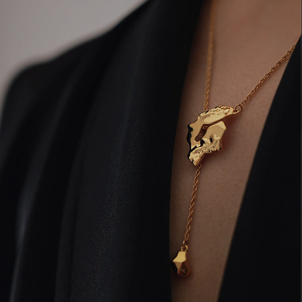 'Broken rock pieces' cross collar chain / sweater chain