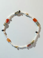 Red Agate Tea Crystal Baroque Pearl Collar Chain/Necklace