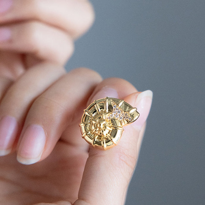 Hallucinogenic Nautilus Earrings-Silver