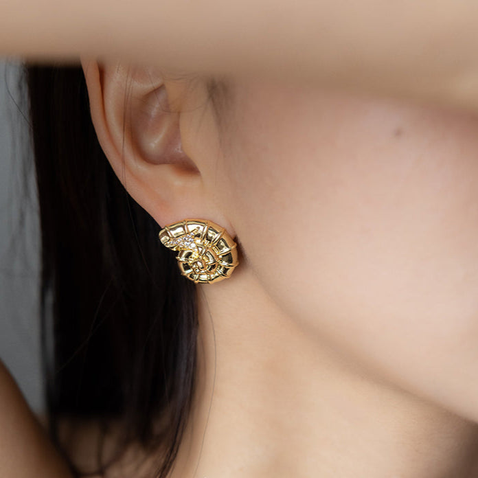 Hallucinogenic Nautilus Earrings-Silver