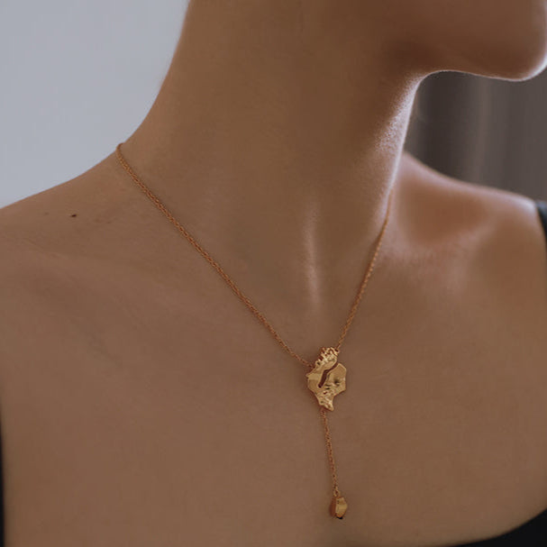 'Broken rock pieces' cross collar chain / sweater chain