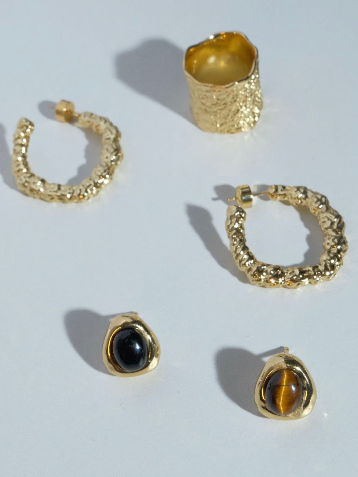 Handcrafted ear pendants made from natural stones