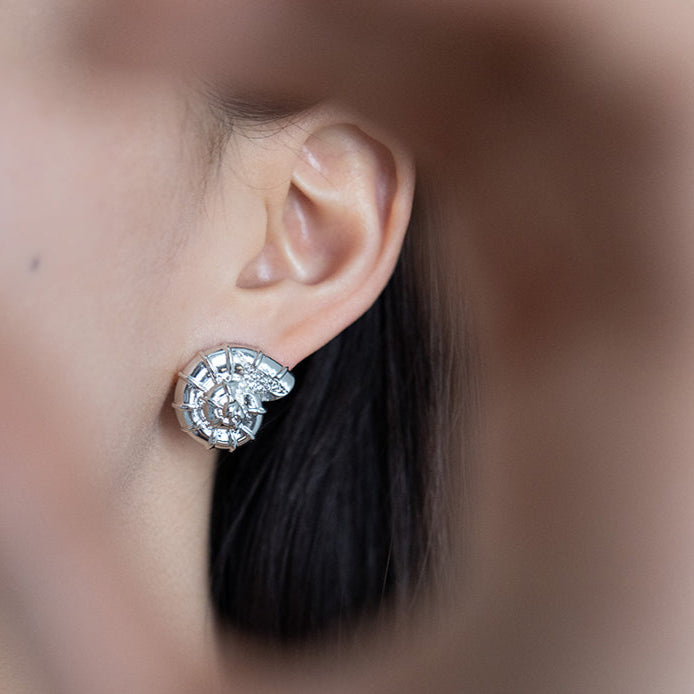Hallucinogenic Nautilus Earrings-Silver