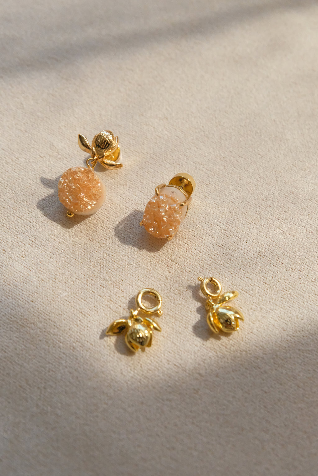 Citrine Crystal Tooth Stud Earrings.