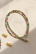 Indian Ruby & Emerald Natural Stone Clavicle Chain