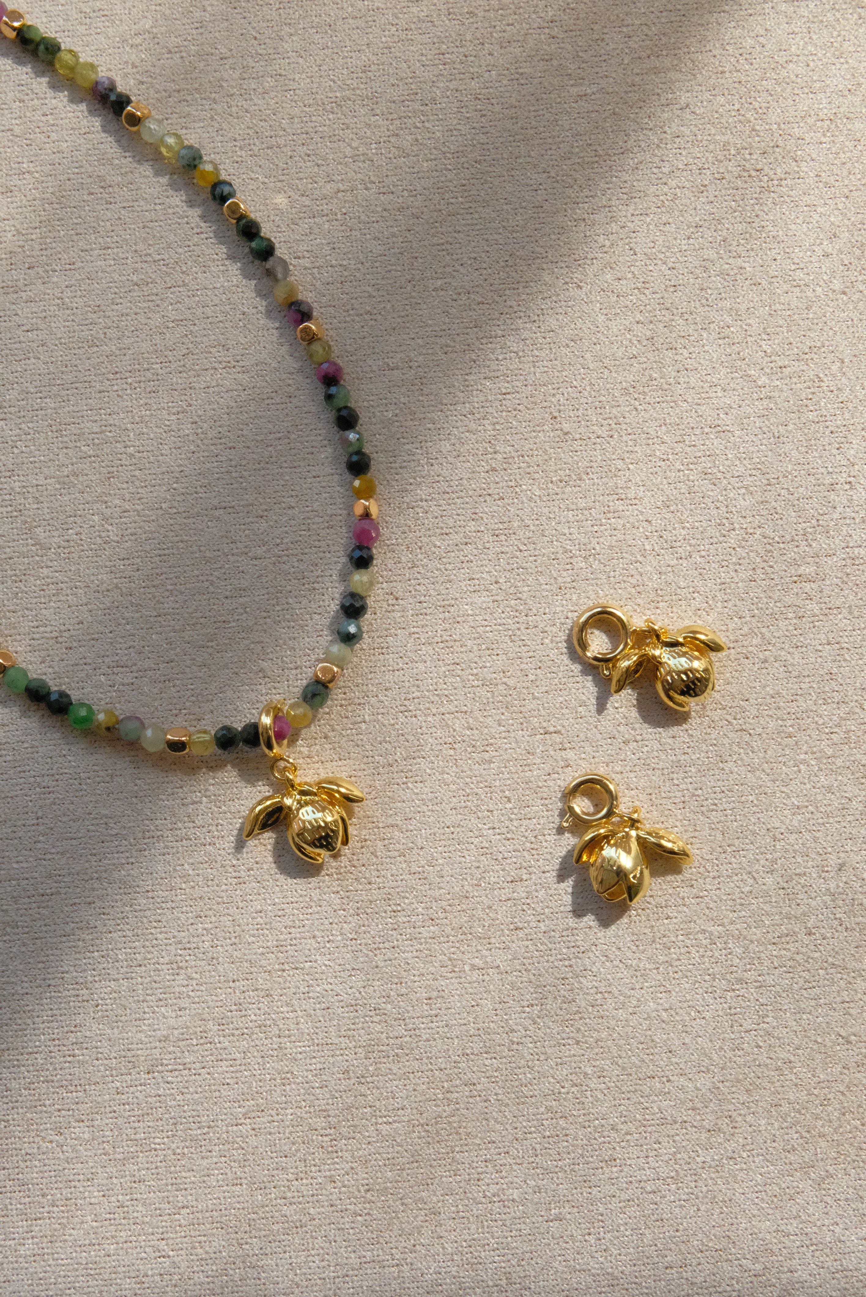 Indian Ruby & Emerald Natural Stone Clavicle Chain