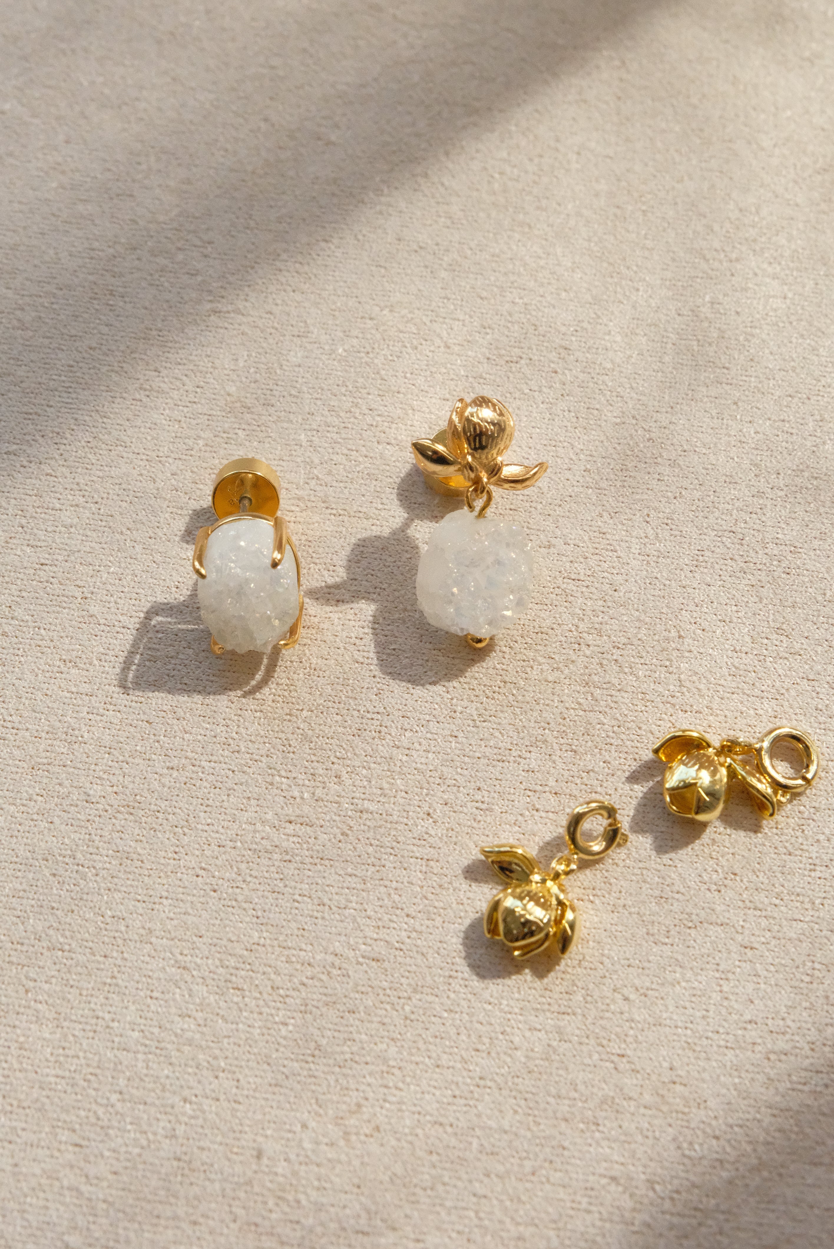 Citrine Crystal Tooth Stud Earrings.
