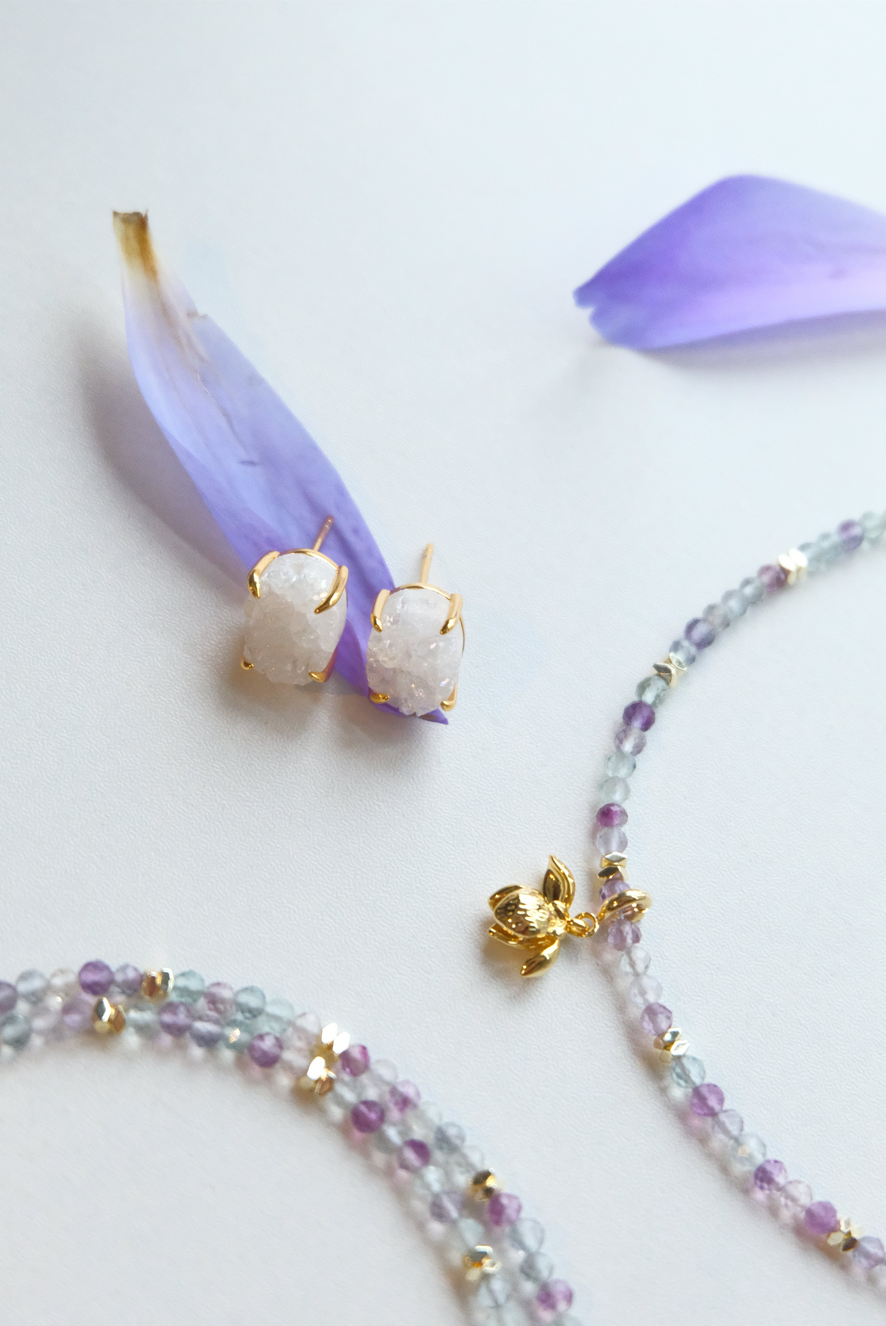 Citrine Crystal Tooth Stud Earrings.