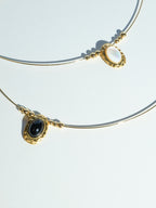 Handcrafted natural stone hammered stone pattern vintage necklace