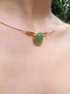 Handcrafted natural stone hammered stone pattern vintage necklace