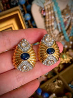 Gilt Blue Eye · Vintage Starburst Earrings