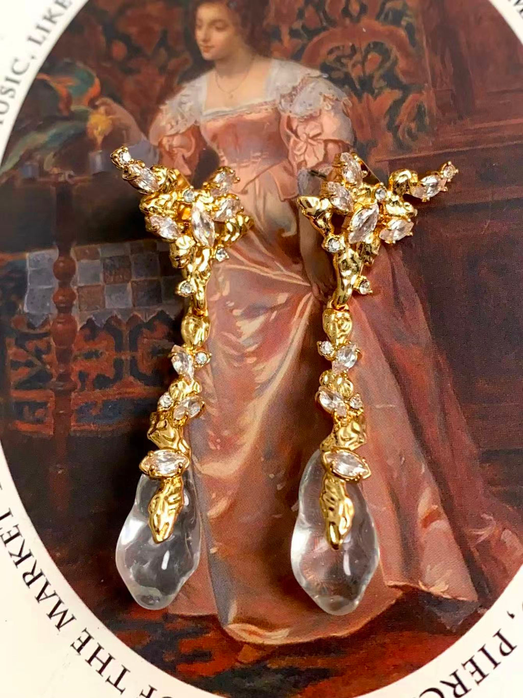 Gilt Broken Light · Vintage Ice Crystal Blossom Dangles