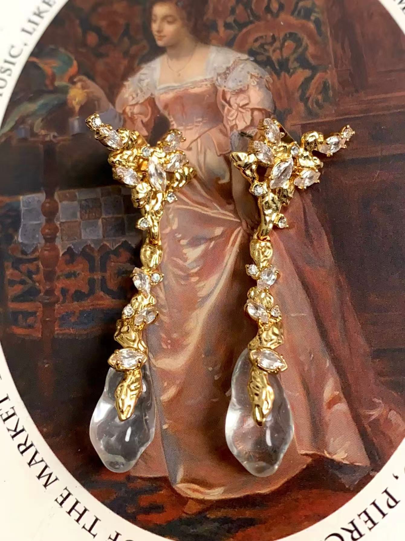 Gilt Broken Light · Vintage Ice Crystal Blossom Dangles