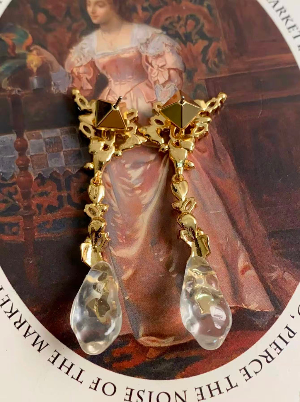 Gilt Broken Light · Vintage Ice Crystal Blossom Dangles