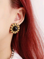Black Gold Sun Wheel · Vintage Sunburst Earrings