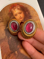 Gilt Magenta · Vintage Oval Court Earrings