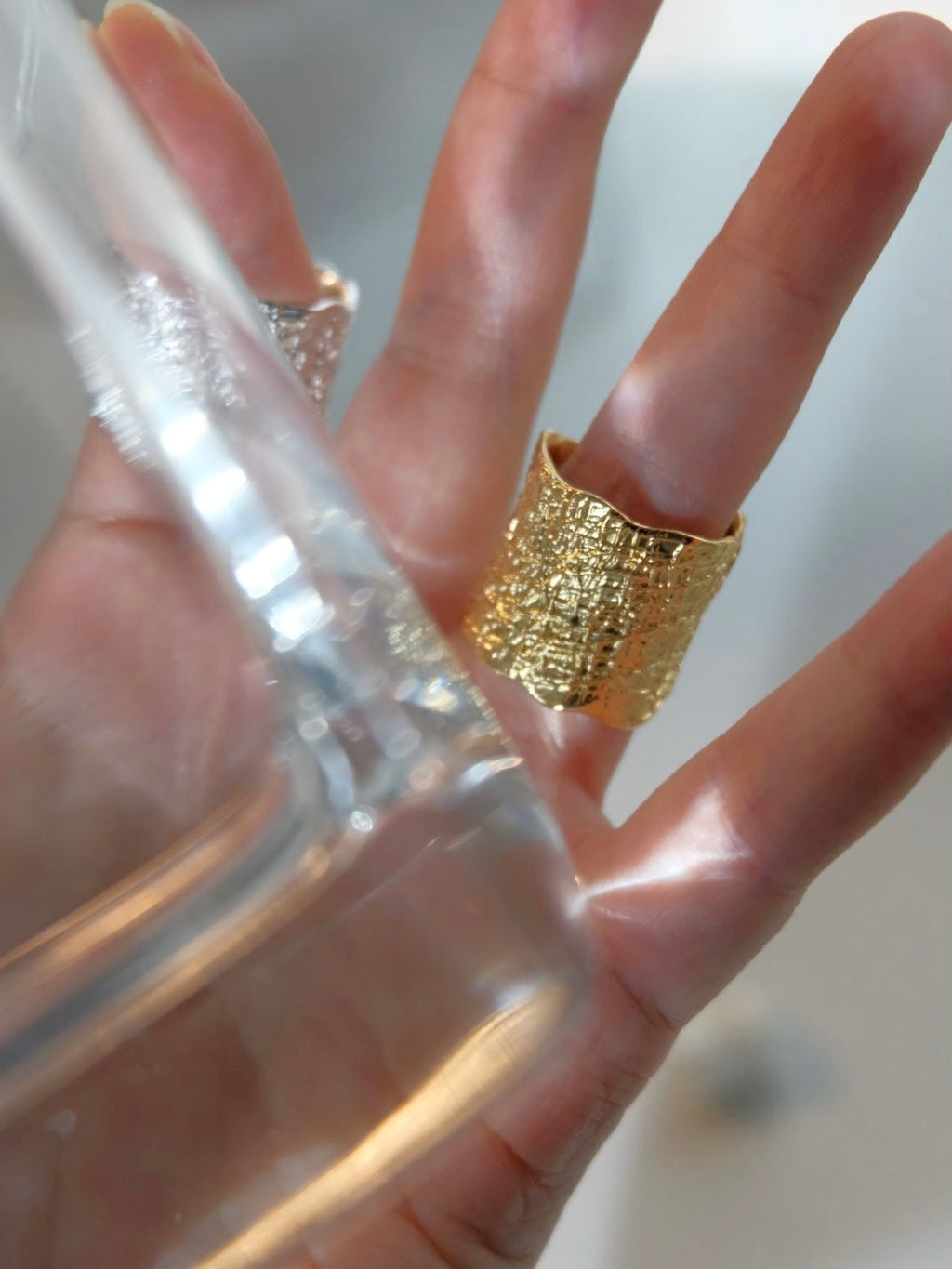 Volcanic rock texture with wide openings, bright golden