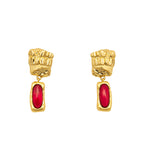 Red agate mosaic earrings